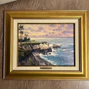 La Jolla Cove Thomas Kinkade painting in gold frame